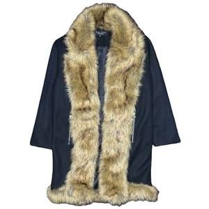 NEW SWITCH REMARKABLE unisex long fur coat in black